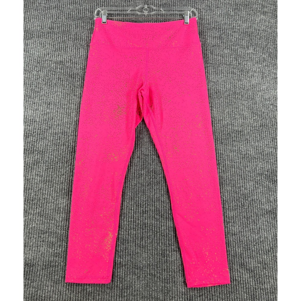 Zyia Active Leggings Womens 8-10 Pink Metallic Full Length Compression Workout